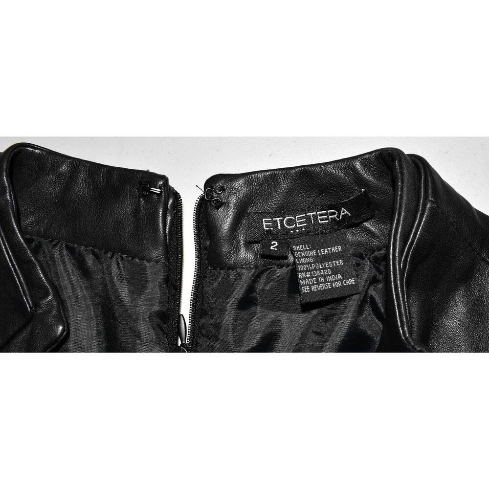 C0 Auth ETCETERA Black Genuine Leather Patch Pockets Short Sleeve Dress Size 2 - Picture 6 of 6